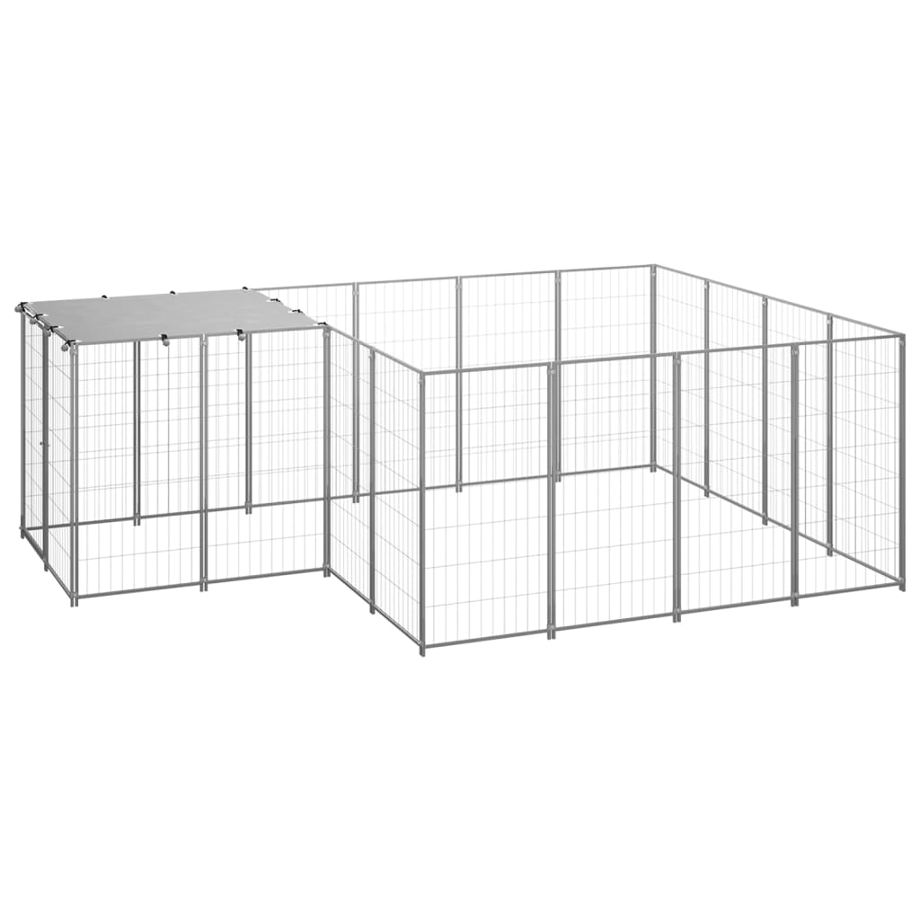 Vidaxl Dog Kennel 6,05 m² stalowy srebrny kolor