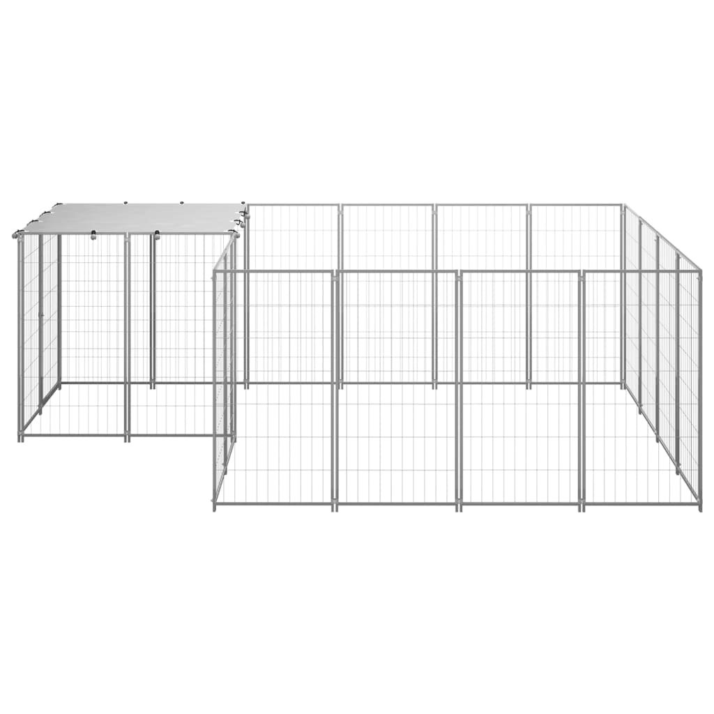 Vidaxl Dog Kennel 6,05 m² stalowy srebrny kolor