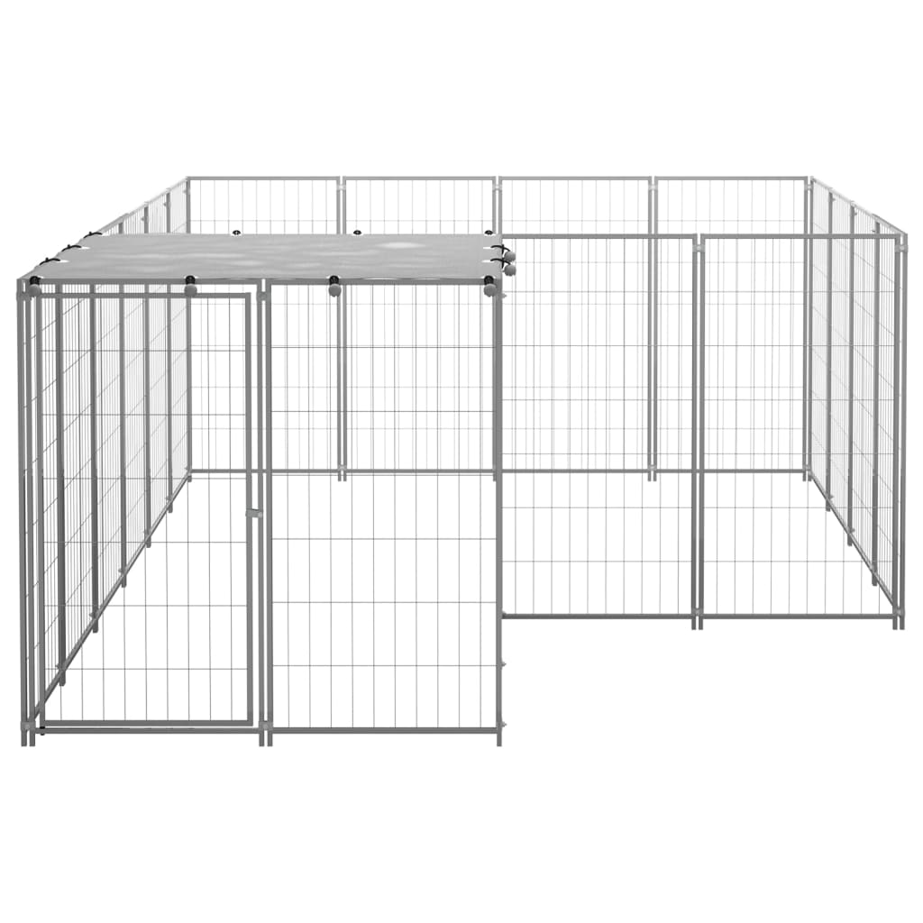 Vidaxl Dog Kennel 6,05 m² stalowy srebrny kolor