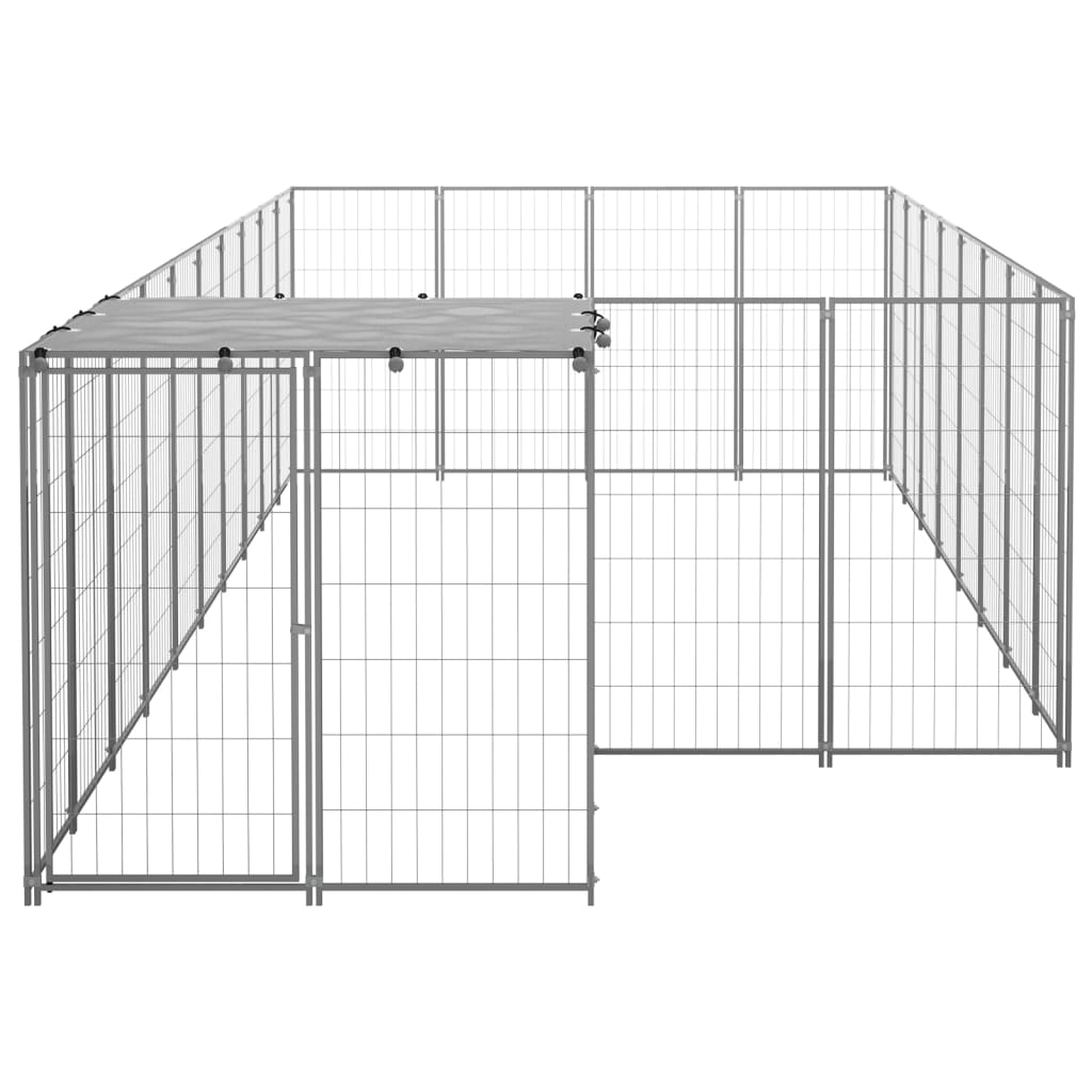 VidaXL Hondenkennel 10,89 m² staal zilverkleurig