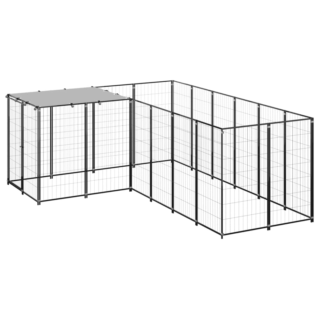 Vidaxl Hond Kennel 4.84 m² St. Black