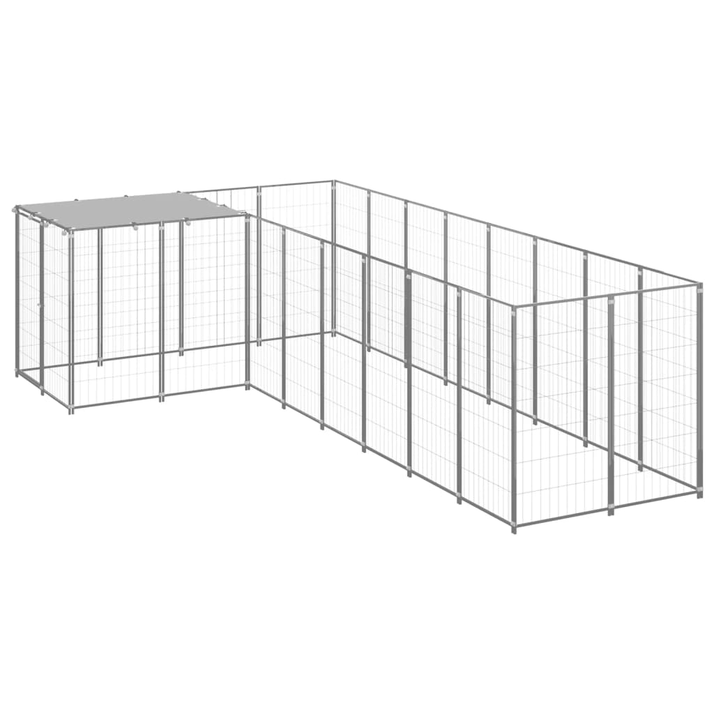 Vidaxl Dog Kennel 6.05 m² stål silverfärgad