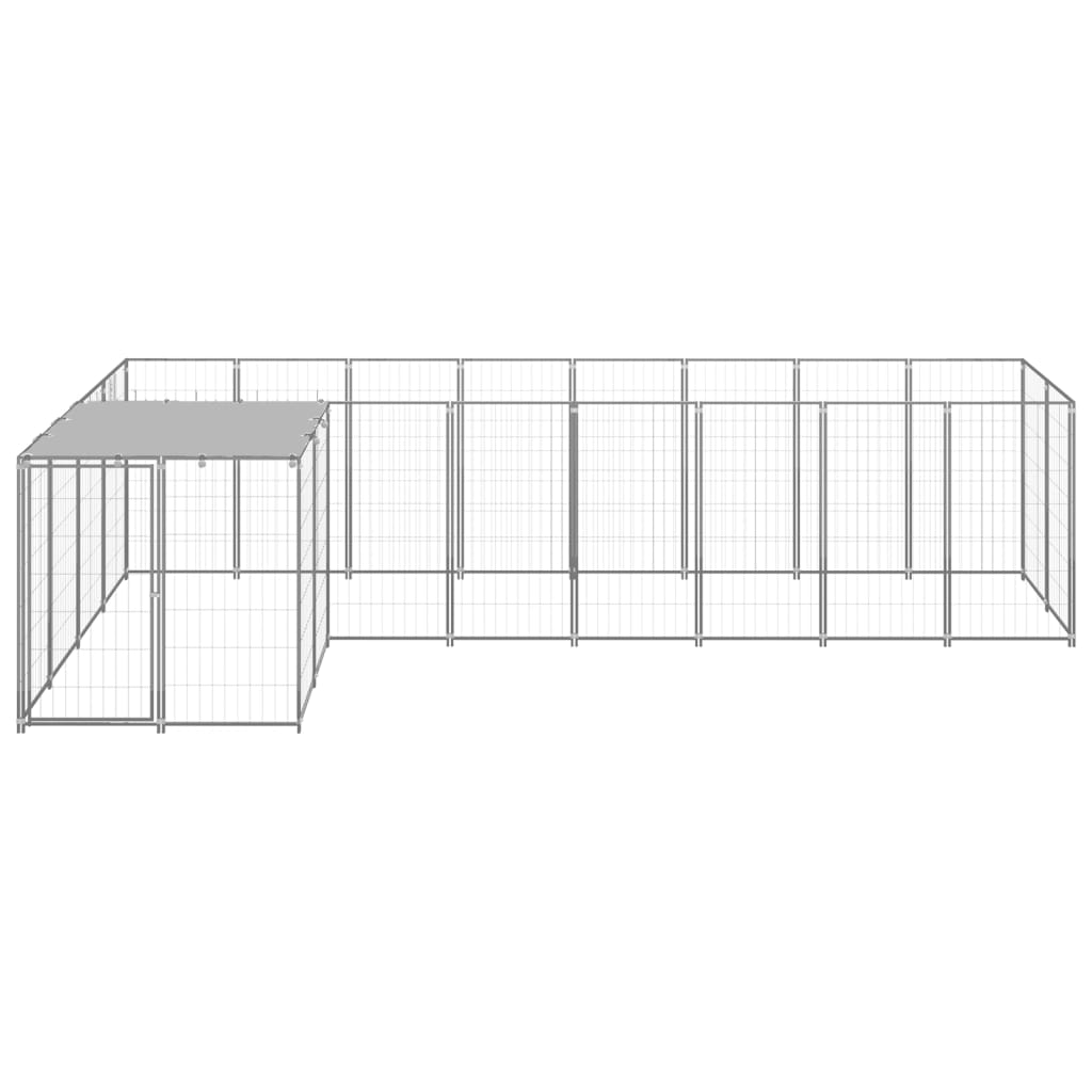 Vidaxl Dog Kennel 6.05 m² stål silverfärgad