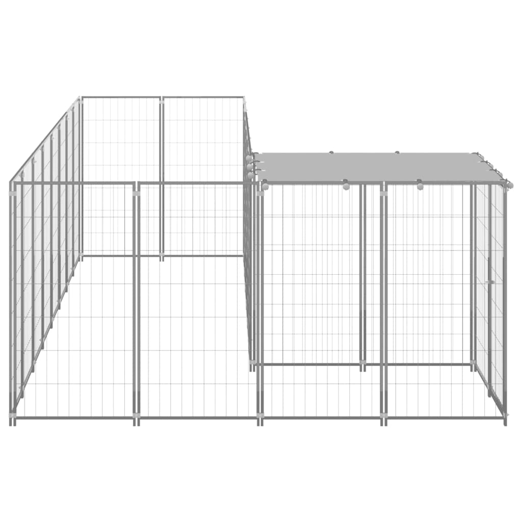 Vidaxl Dog Kennel 6.05 m² stål silverfärgad