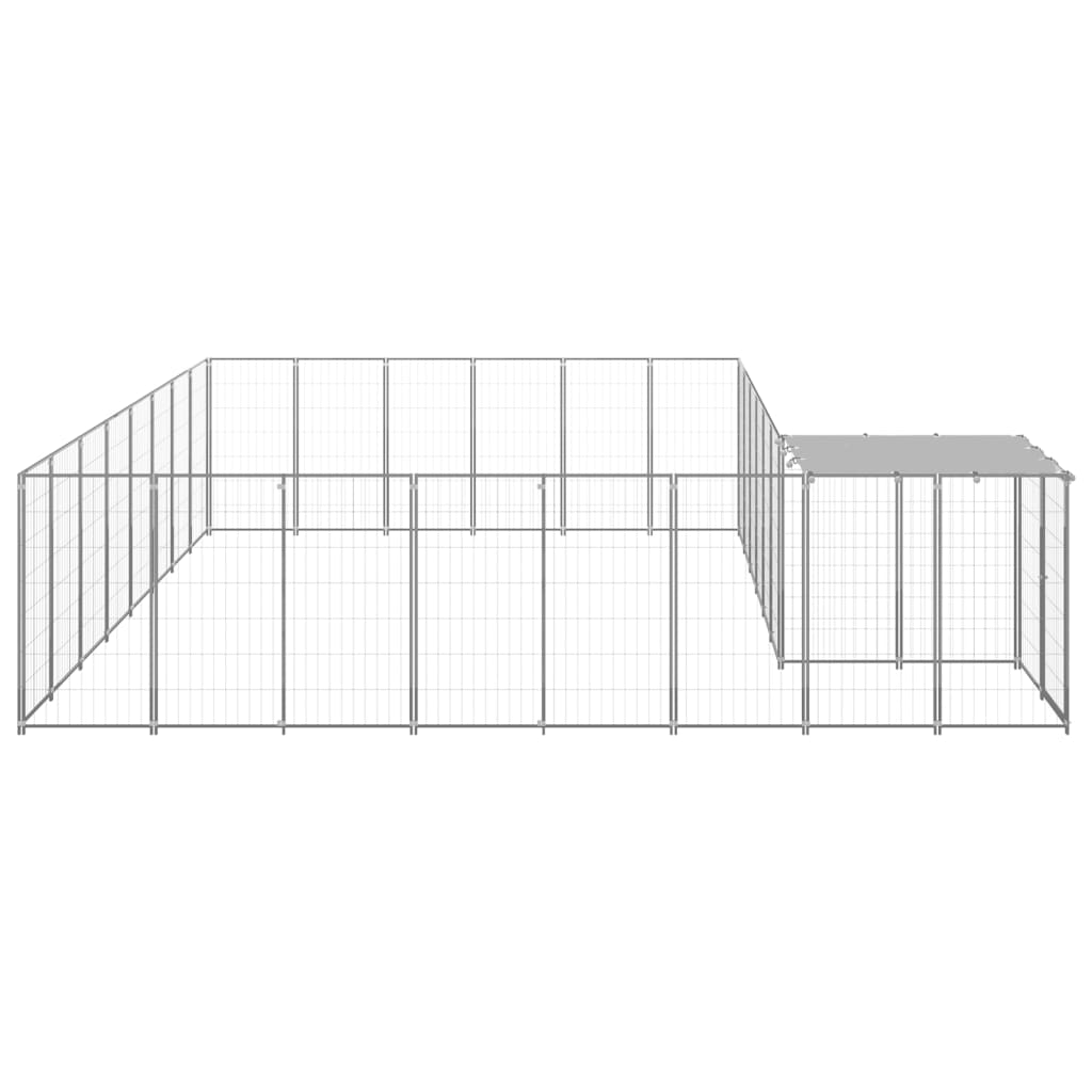 VidaXL Dog Kennel 15.73 m² Steel silver colored