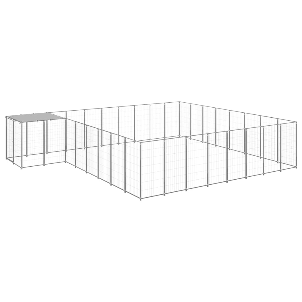 VidaXL Dog Kennel 20.57 m² Steel silver colored