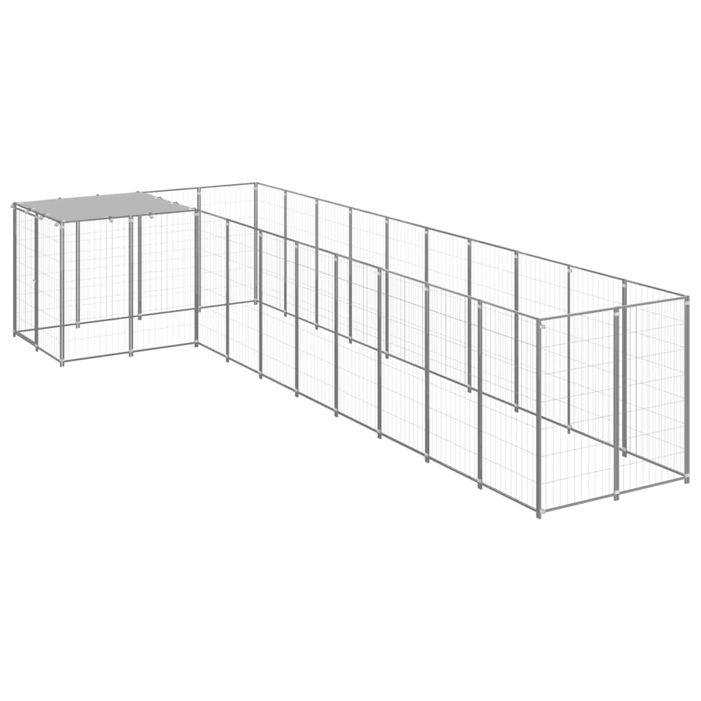 Vidaxl Dog Kennel 7,26 m² stål silverfärgad