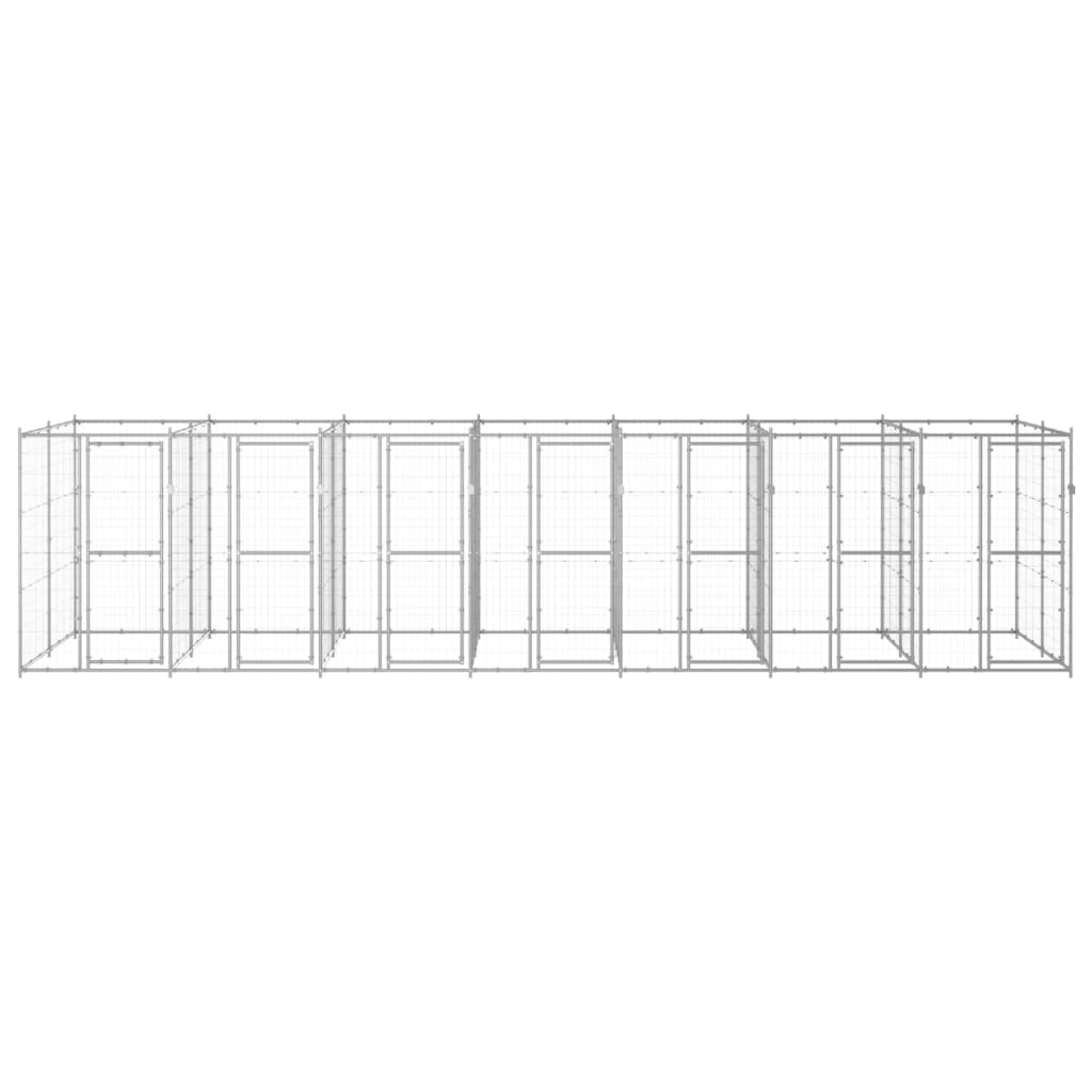 VidaXL Dog Kennel 16.94 m² Galvanized Steel