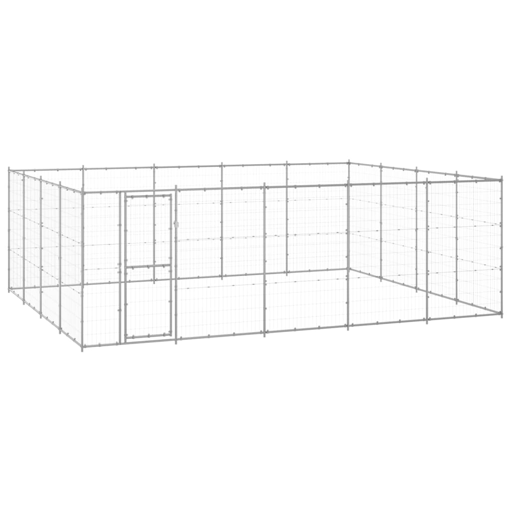 VidaXL Hondenkennel 24,2 m² gegalvaniseerd staal