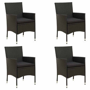 Vidaxl tuinstoelen 4 st met kussens poly rattan zwart