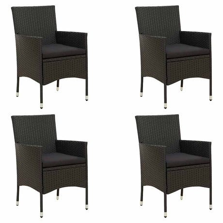 Vidaxl tuinstoelen 4 st met kussens poly rattan zwart