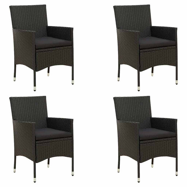 Vidaxl tuinstoelen 4 st met kussens poly rattan zwart