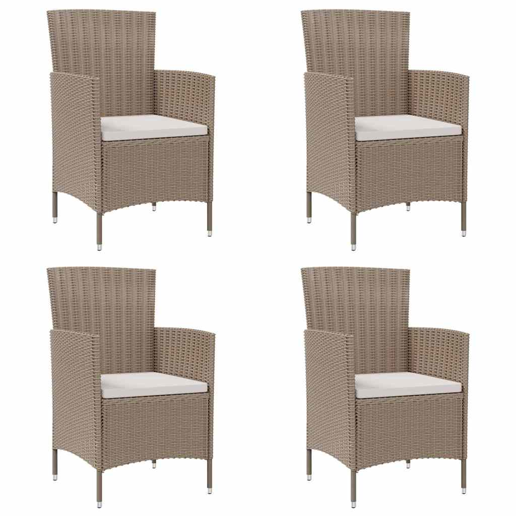 Vidaxl tuinstoelen 4 st met kussens poly rattan beige