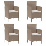 Vidaxl tuinstoelen 4 st met kussens poly rattan beige