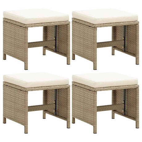 Vidaxl tuinkrukken 4 st met kussens poly rattan beige