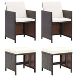 Vidaxl 4-delige tuinstoelen- en voetenbankenset poly rattan bruin