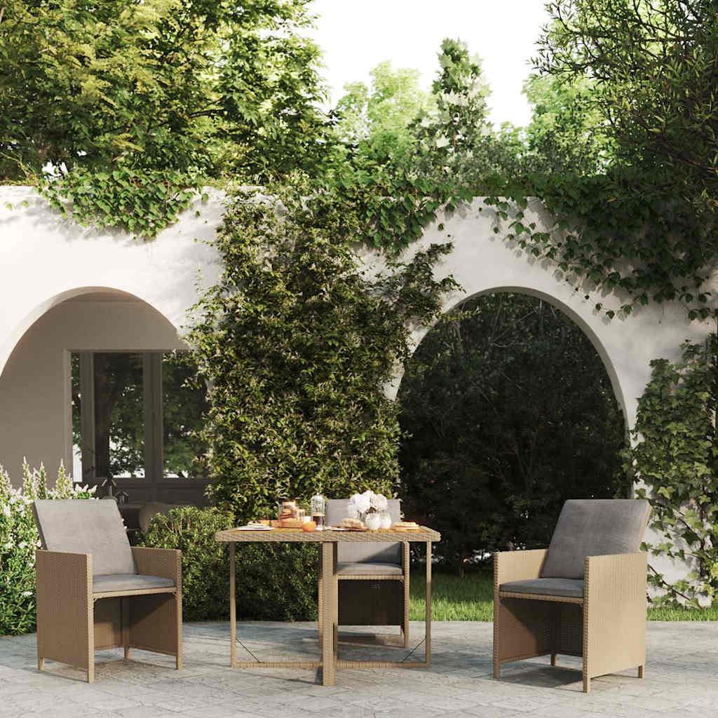 Vidaxl tuintafel 109x107x74 cm poly rattan en massief acaciahout beige