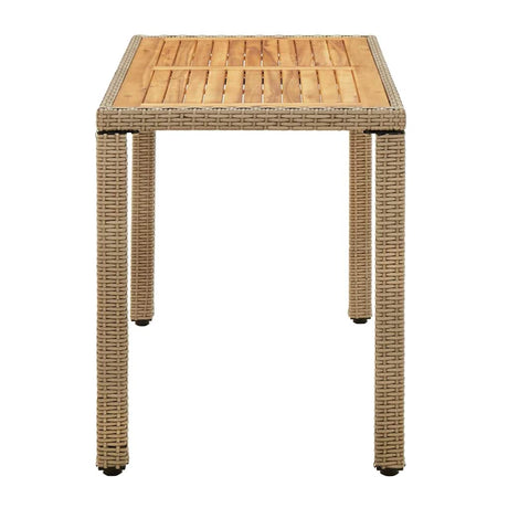 Vidaxl tuintafel 123x60x74 cm poly rattan en massief acaciahout beige