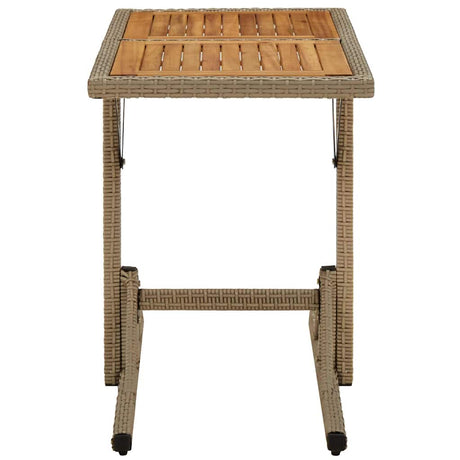Vidaxl tuintafel massief acaciahout en poly rattan beige