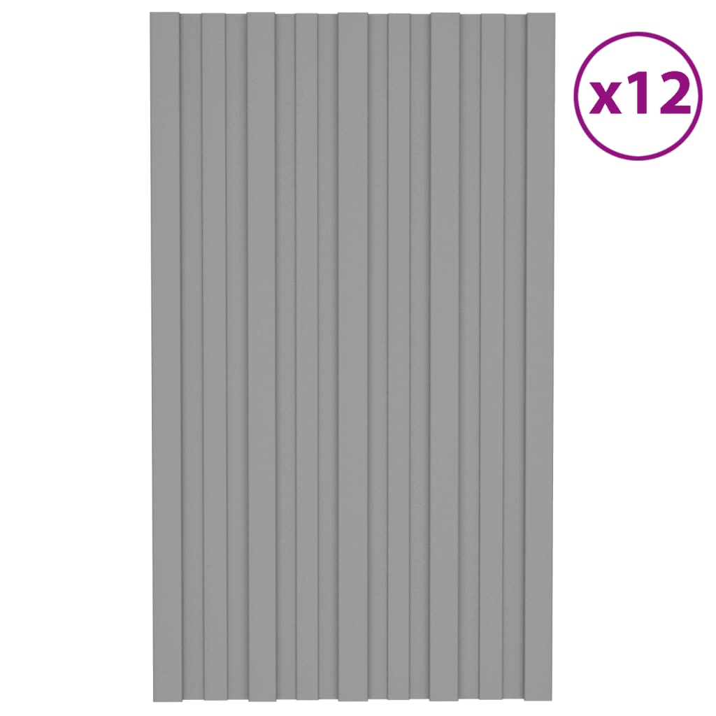 Vidaxl Dach Panels 12 st 80x45 cm galvaniséiert Stol Grey