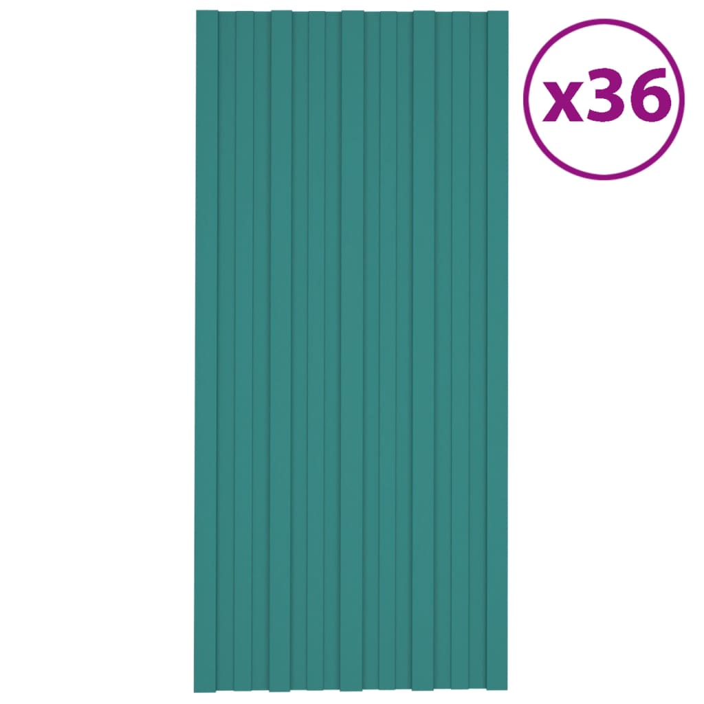 VidaXL roof panels 36 st 100x45 cm galvanized steel green