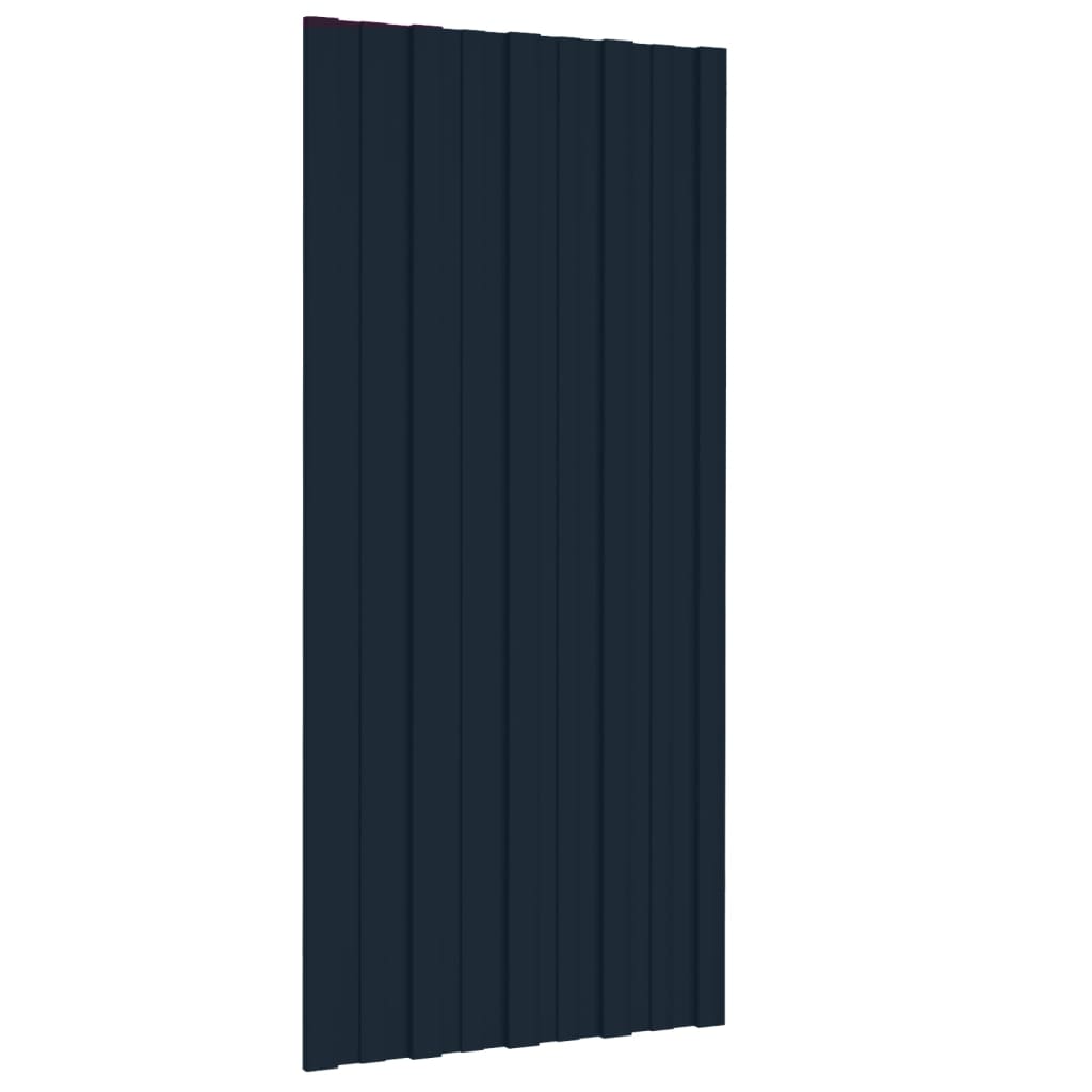 Vidaxl Dach Panels 12 PC 100x45 cm galvaniséiert Stol Anthracit