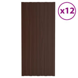 Vidaxl dakpanelen 12 st 100x45 cm gegalvaniseerd staal bruin