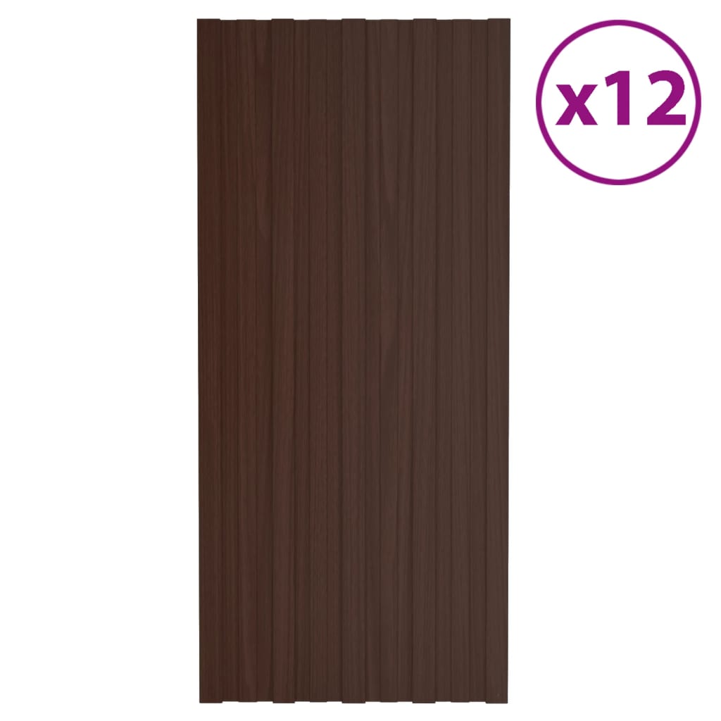 VIDAXL -Dachplatten 12 ST 100x45 cm verzinkter Stahlbraun