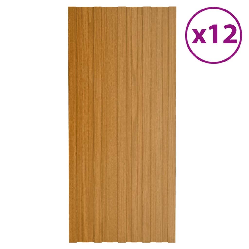 Pannelli del tetto Vidaxl 12 ST 100x45 cm in legno leggero in acciaio zincato