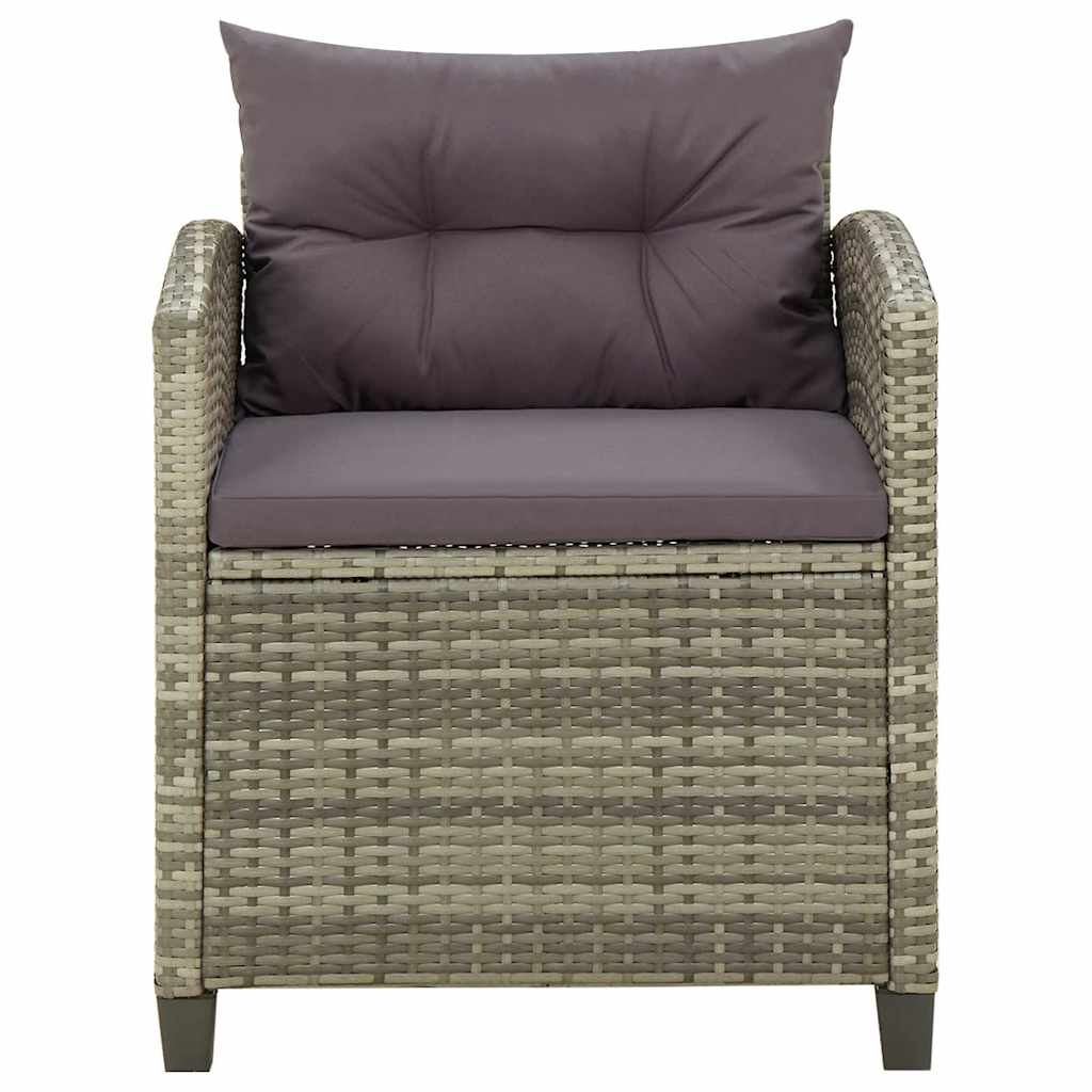 Vidaxl tuinstoel met kussens poly rattan grijs