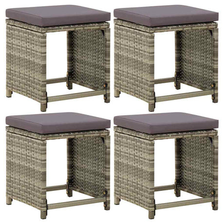 Vidaxl tuinkrukken 4 st met kussens poly rattan grijs