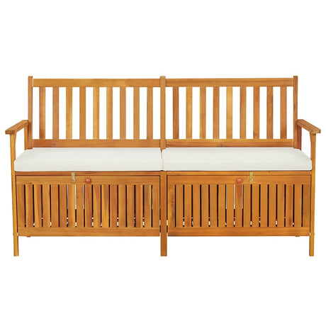 Vidaxl opbergbankje met kussen 148 cm massief acaciahout