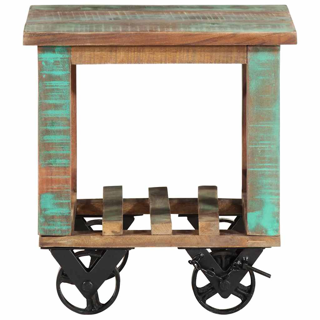 Vidaxl bijzettafel met wielen 40x40x42 cm massief gerecycled hout