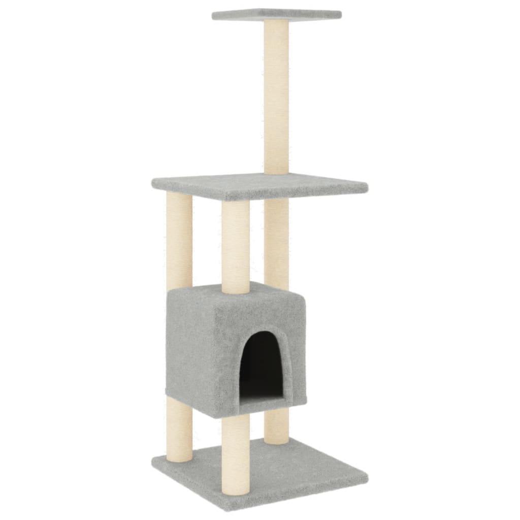 Vidaxl Cat Rastreing Post con postes de rascado de sisal 104 cm de gris claro