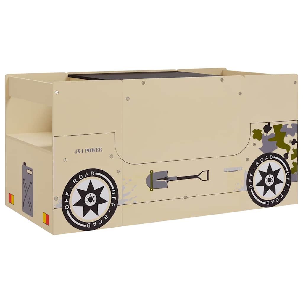 Vidaxl 3-delige kindertafel- en stoelenset off-road-auto-ontwerp mdf