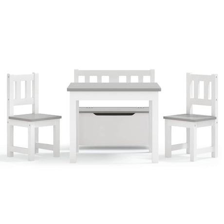Vidaxl 3-delige kindertafel- en stoelenset mdf wit en grijs