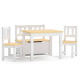 Vidaxl 4-delige kindertafel- en stoelenset mdf wit en beige