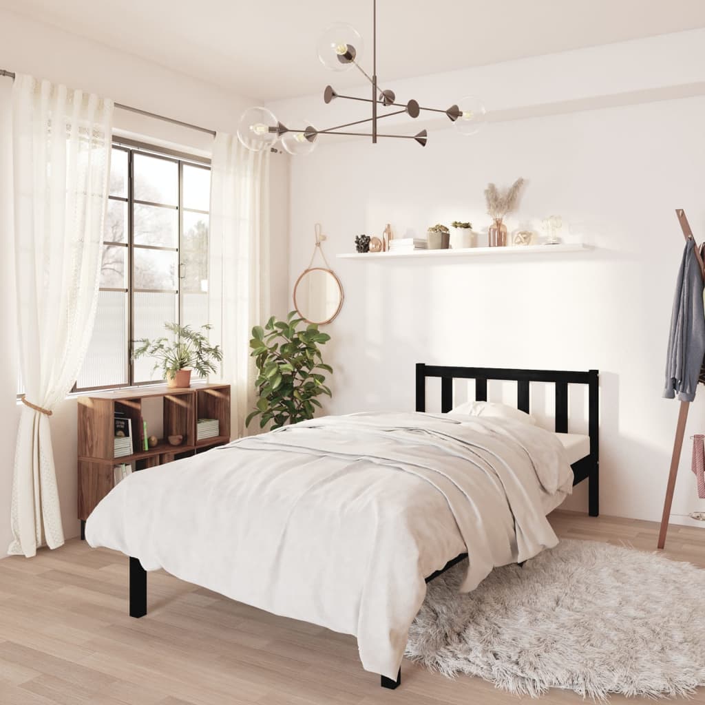Vidaxl bedframe massief grenenhout zwart 75x190 cm
