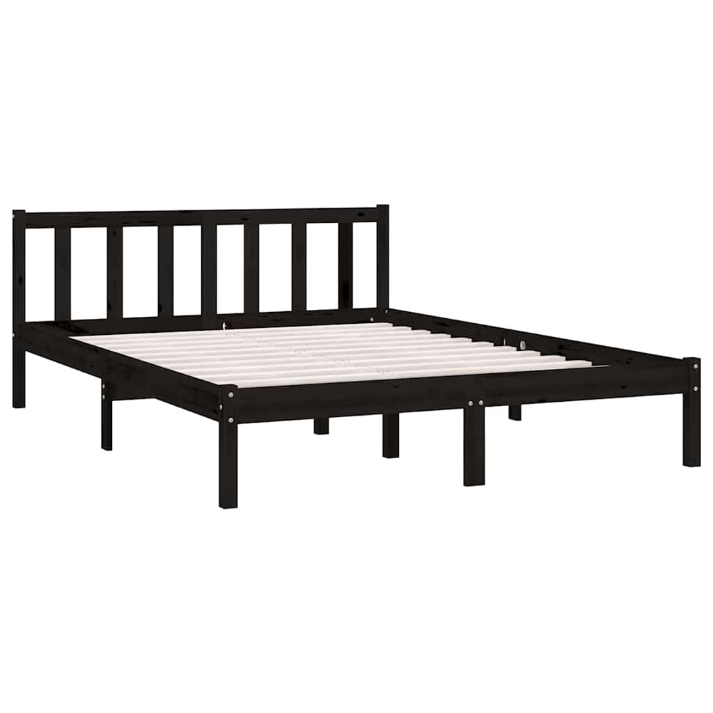 Vidaxl bedframe massief grenenhout zwart 135x190 cm