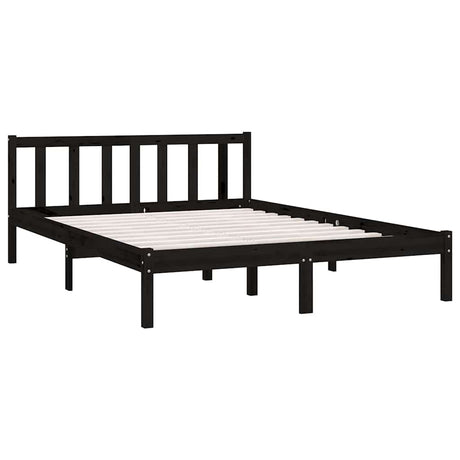 Vidaxl bedframe massief grenenhout zwart 135x190 cm
