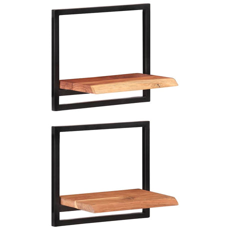 Vidaxl wandschappen 2 st 40x24x35 cm massief acaciahout en staal