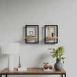 Vidaxl wandschappen 2 st 25x25x35 cm massief acaciahout en staal