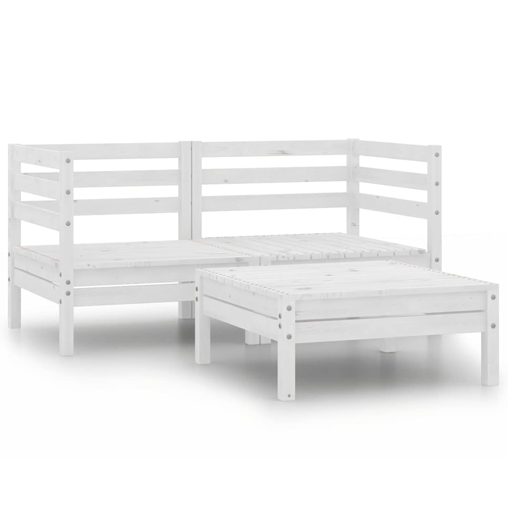 Vidaxl 3-delige loungeset massief grenenhout wit