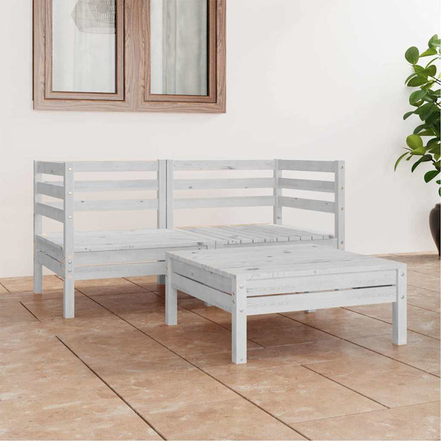Vidaxl 3-delige loungeset massief grenenhout wit