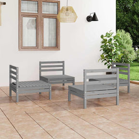 Vidaxl 4-delige loungeset massief grenenhout grijs