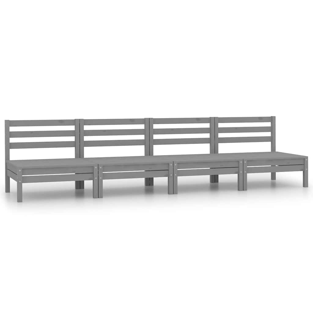 Vidaxl 4-delige loungeset massief grenenhout grijs