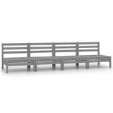 Vidaxl 4-delige loungeset massief grenenhout grijs
