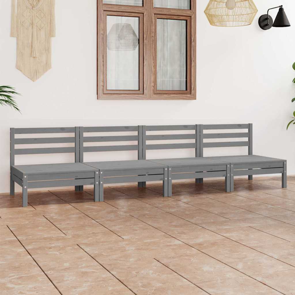 Vidaxl 4-delige loungeset massief grenenhout grijs