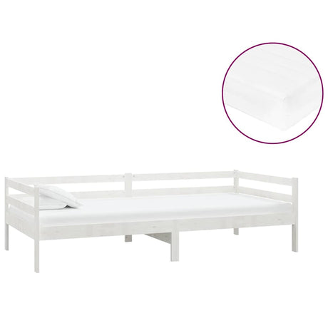 Vidaxl slaapbank met matras massief grenenhout wit 90x200 cm