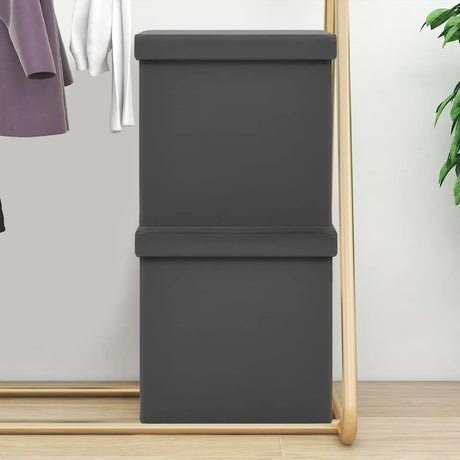 Vidaxl opbergkrukken inklapbaar 2 st pvc grijs